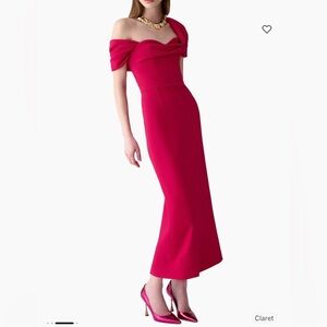 NWT Carolina Herrera Fuchsia Off-Shoulder Midi Dress